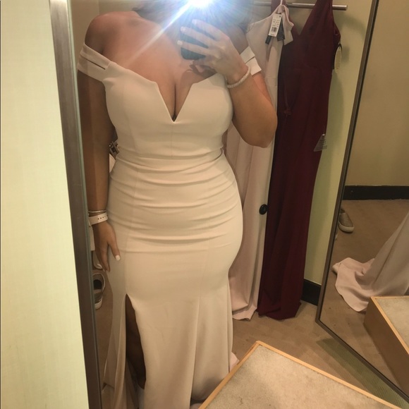 Aqua off the Shoulder dress - Picture 2 of 5